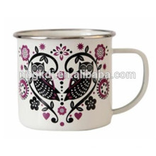 Caneca de esmalte vintage com logotipo personalizado